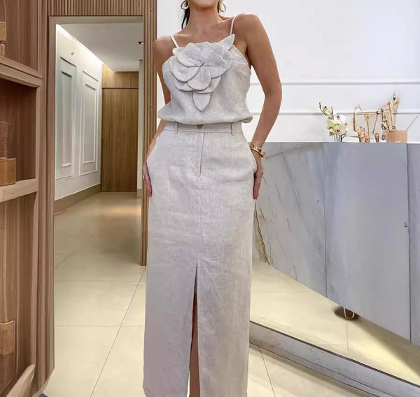Elegant Skirt Women's Summer Sets Fashion Suspender Top Y2k Longuette Suits Streetwear